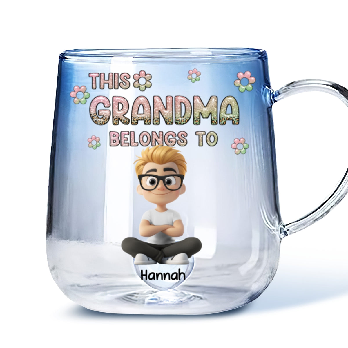 This Nana Belongs To - Personalized Custom Blue Gradient Glass Mug