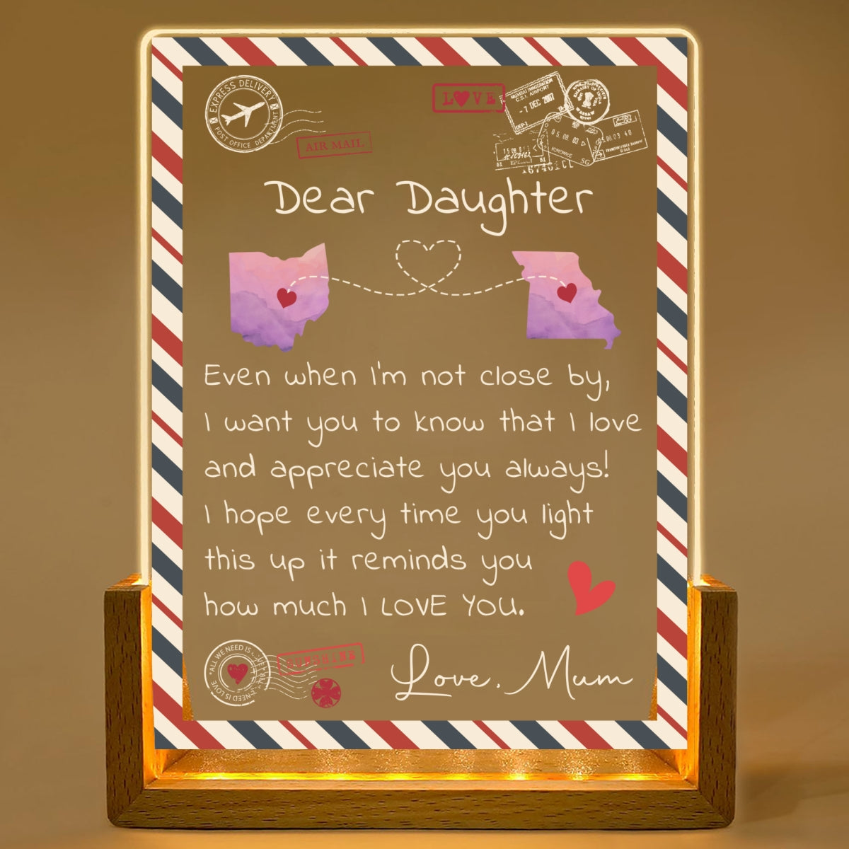 Daughter You Are My Sunshine - Personalized Custom Plaque With Walnut Base