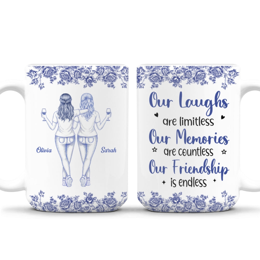 Our Laughs Are Limitless Blue Toile Ver 2 - Personalized Custom Coffee Mug