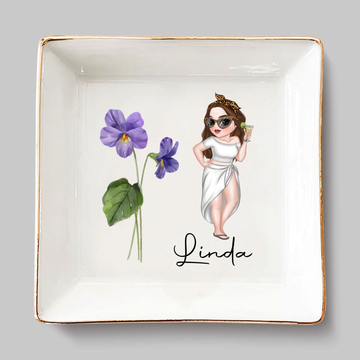 Friends Are Flowers - Personalized Custom Jewelry Dish