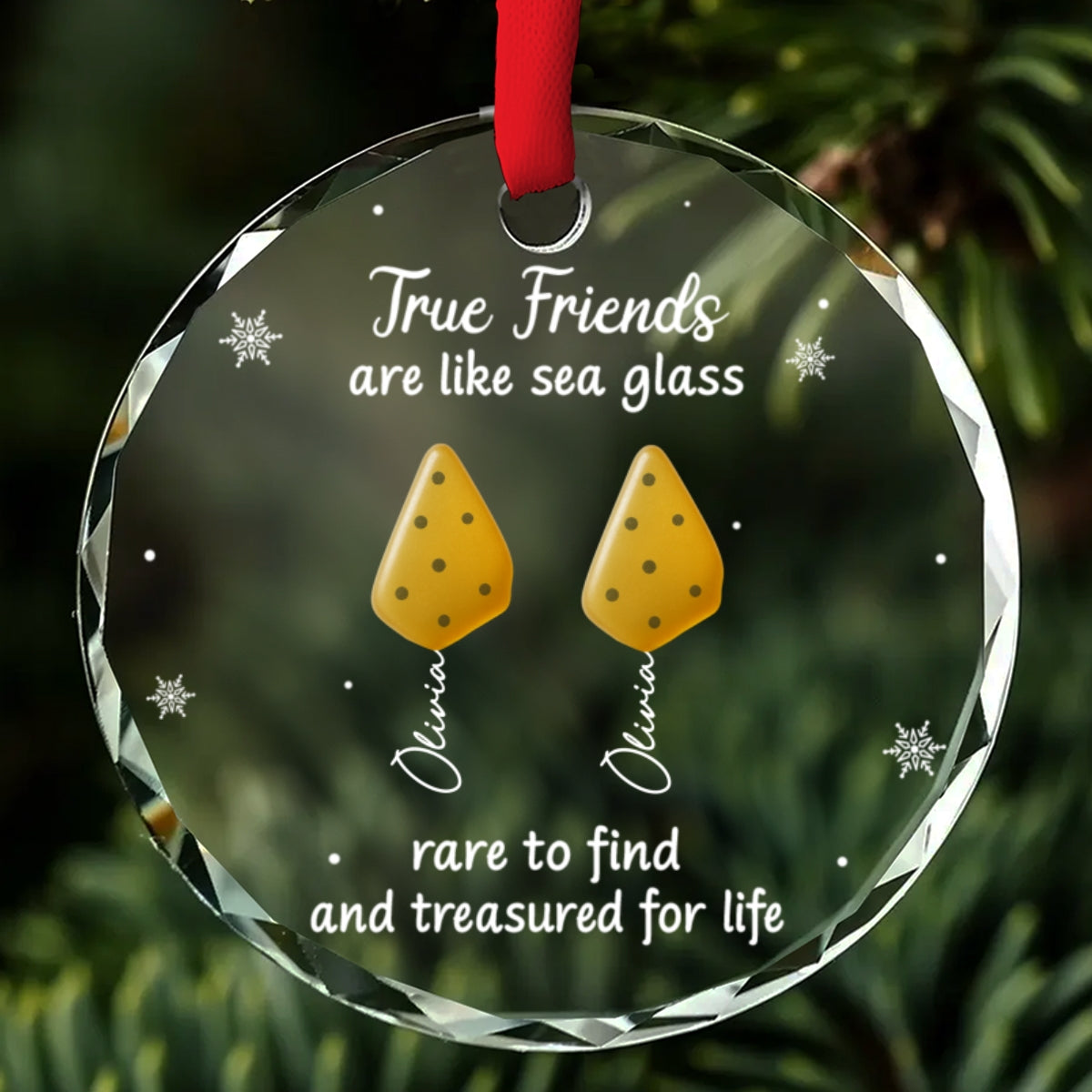 True Friend Are Like Sea Glass - Personalized Custom Glass Ornament