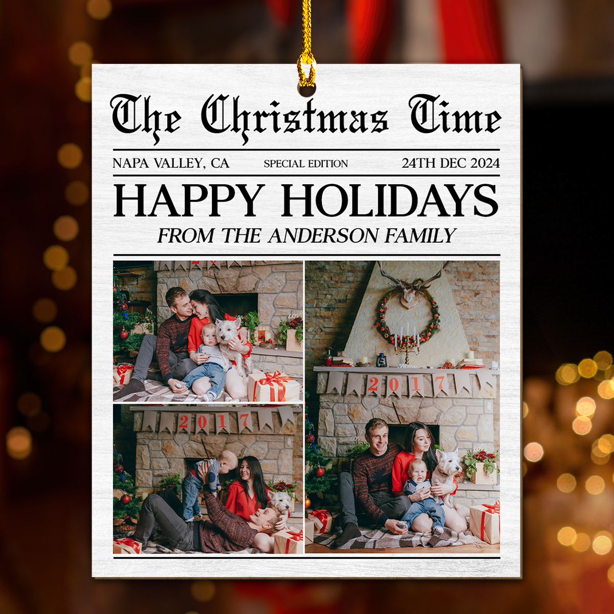 The Holidays - Personalized Custom Wood Ornament