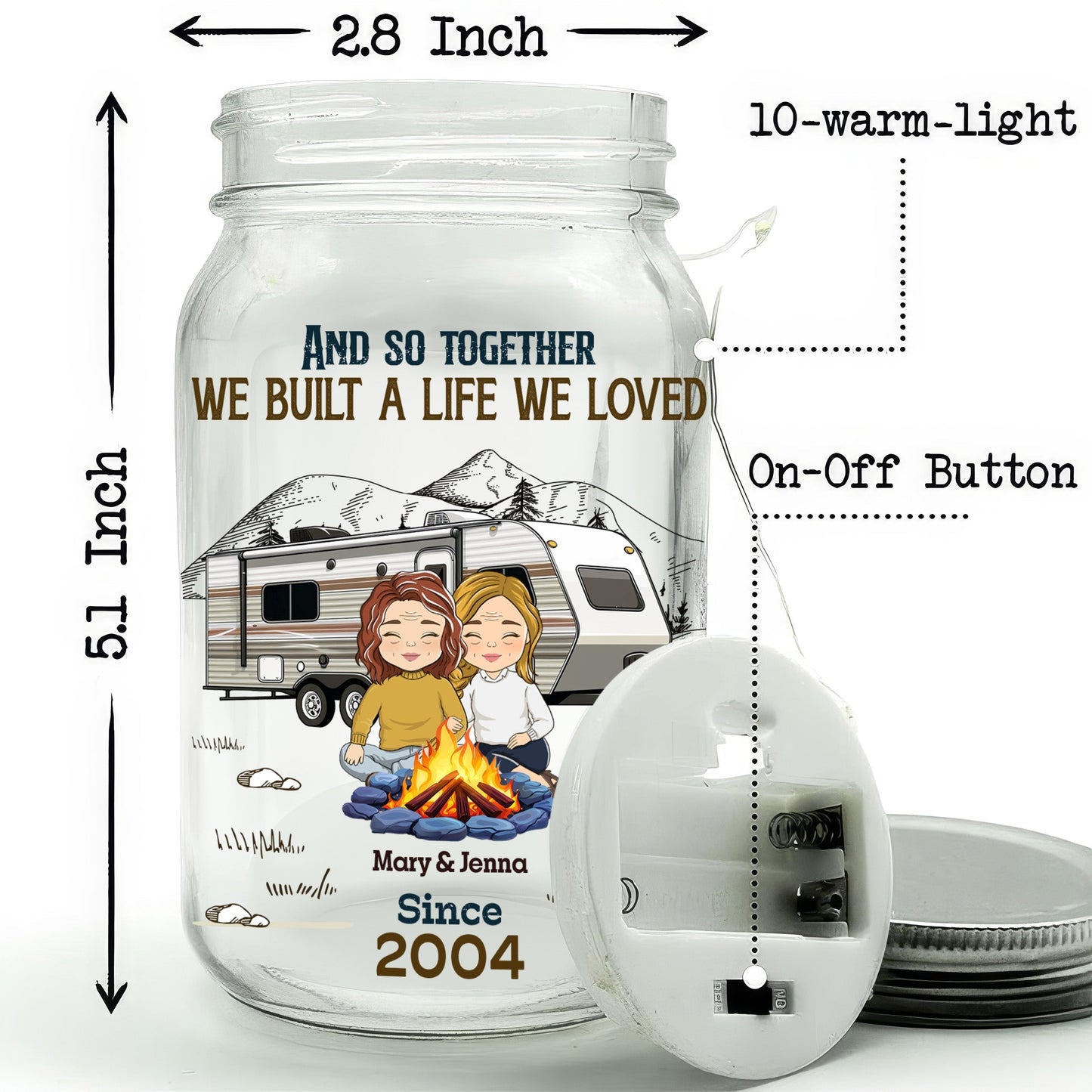 And So Together We Built A Life We Loved - Personalized Custom Mason Jar Light