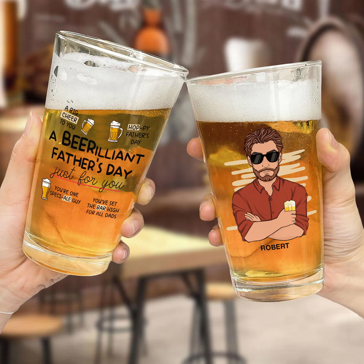 A Beerilliant Fathers Day - Personalized Custom Beer Glass