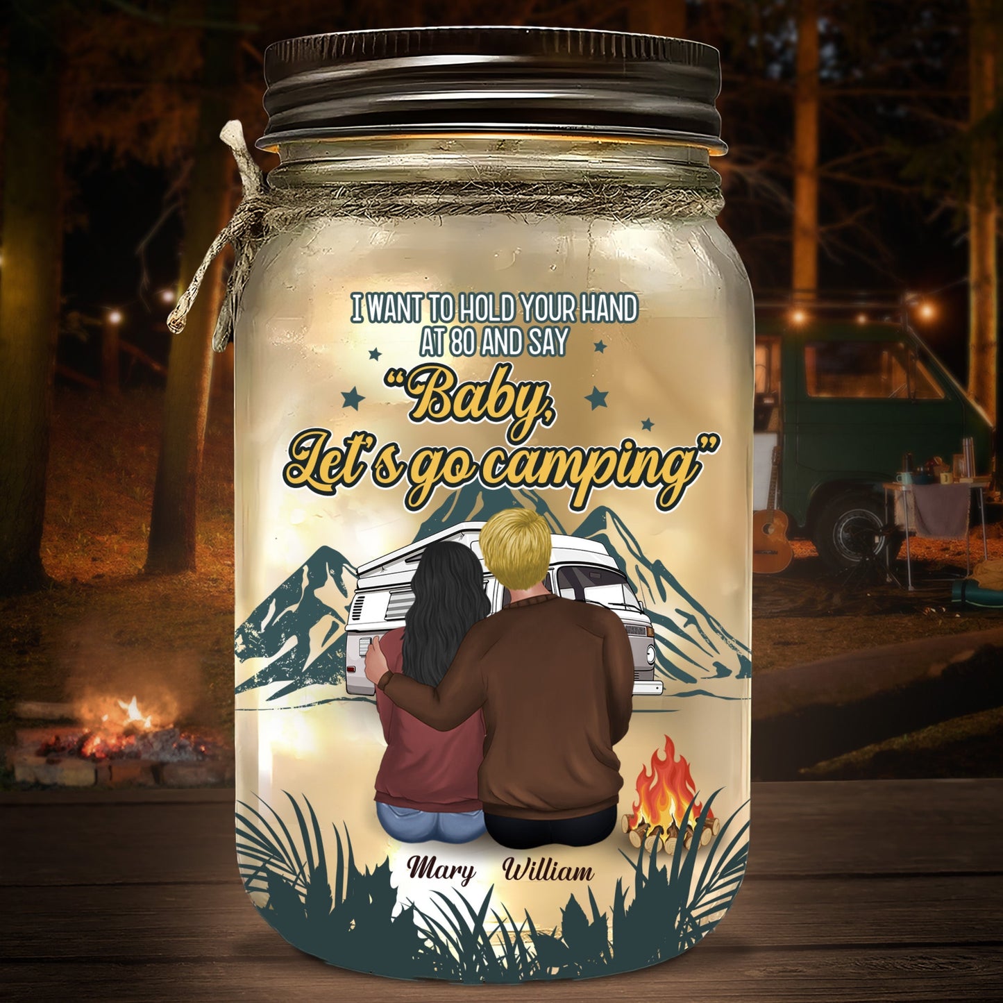 I Want To Hold Your Hand At 80 - Personalized Custom Mason Jar Light