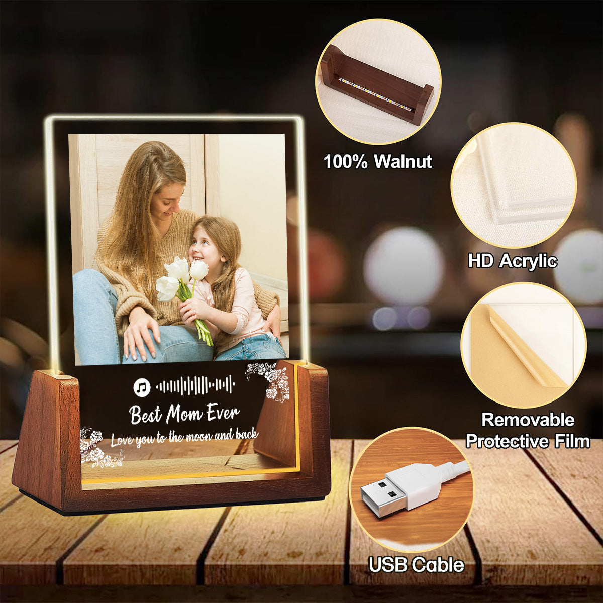 Best Mom Ever - Personalized Custom Plaque With Walnut Base