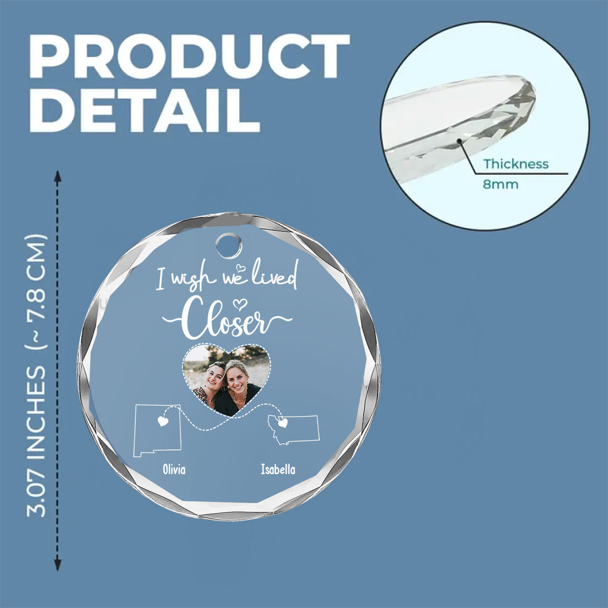 I Wish We Lived Closer Custom Photo - Personalized Custom Glass Ornament