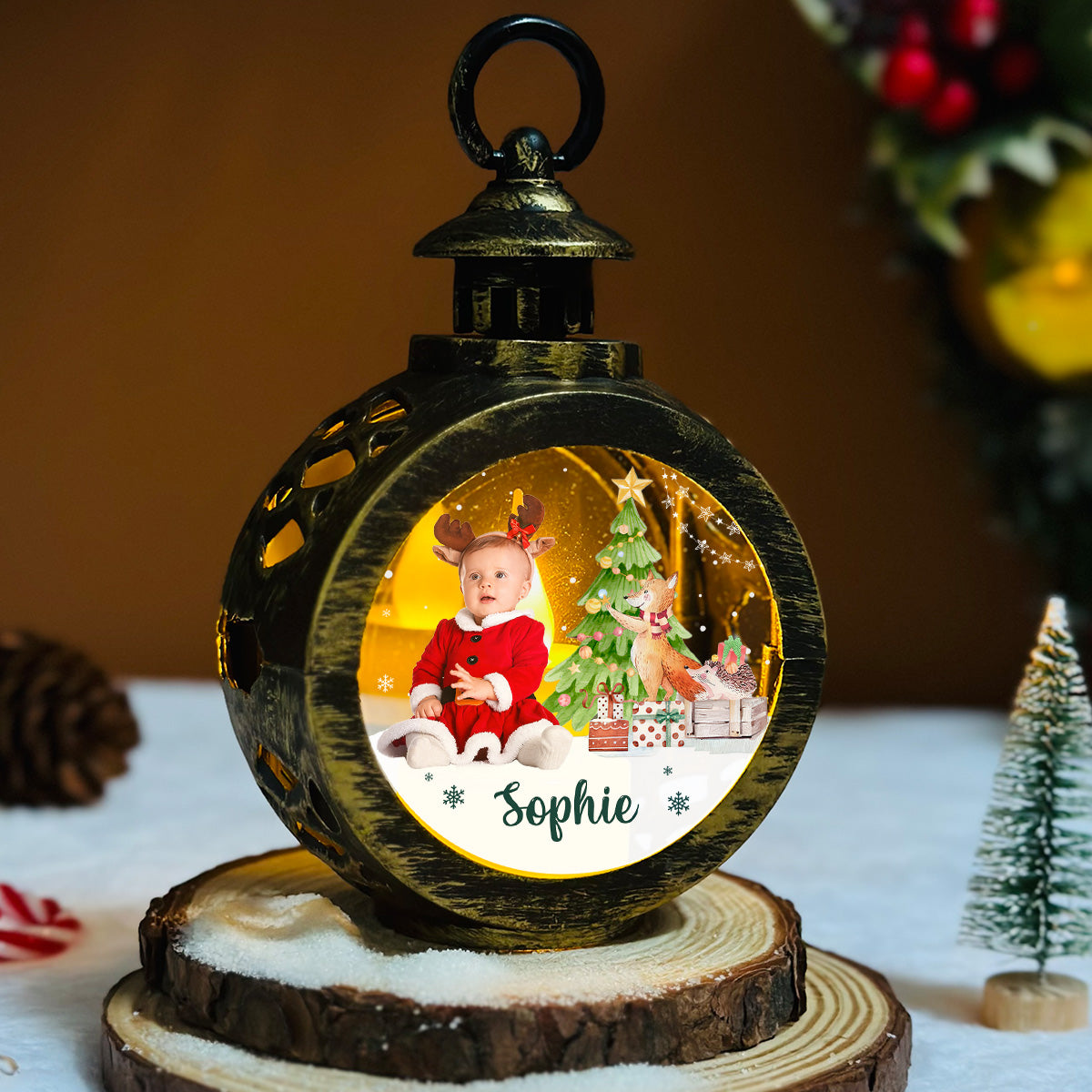 Custom Photo Baby Kid Christmas - Personalized Custom Christmas Lantern