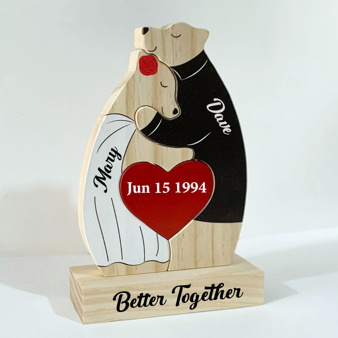 Couple Bear - Personalized Custom Wooden Sculpture