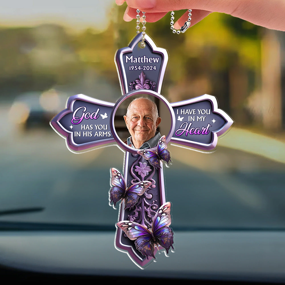 Custom Photo God Has You In His Arms - Personalized Custom Car Ornament