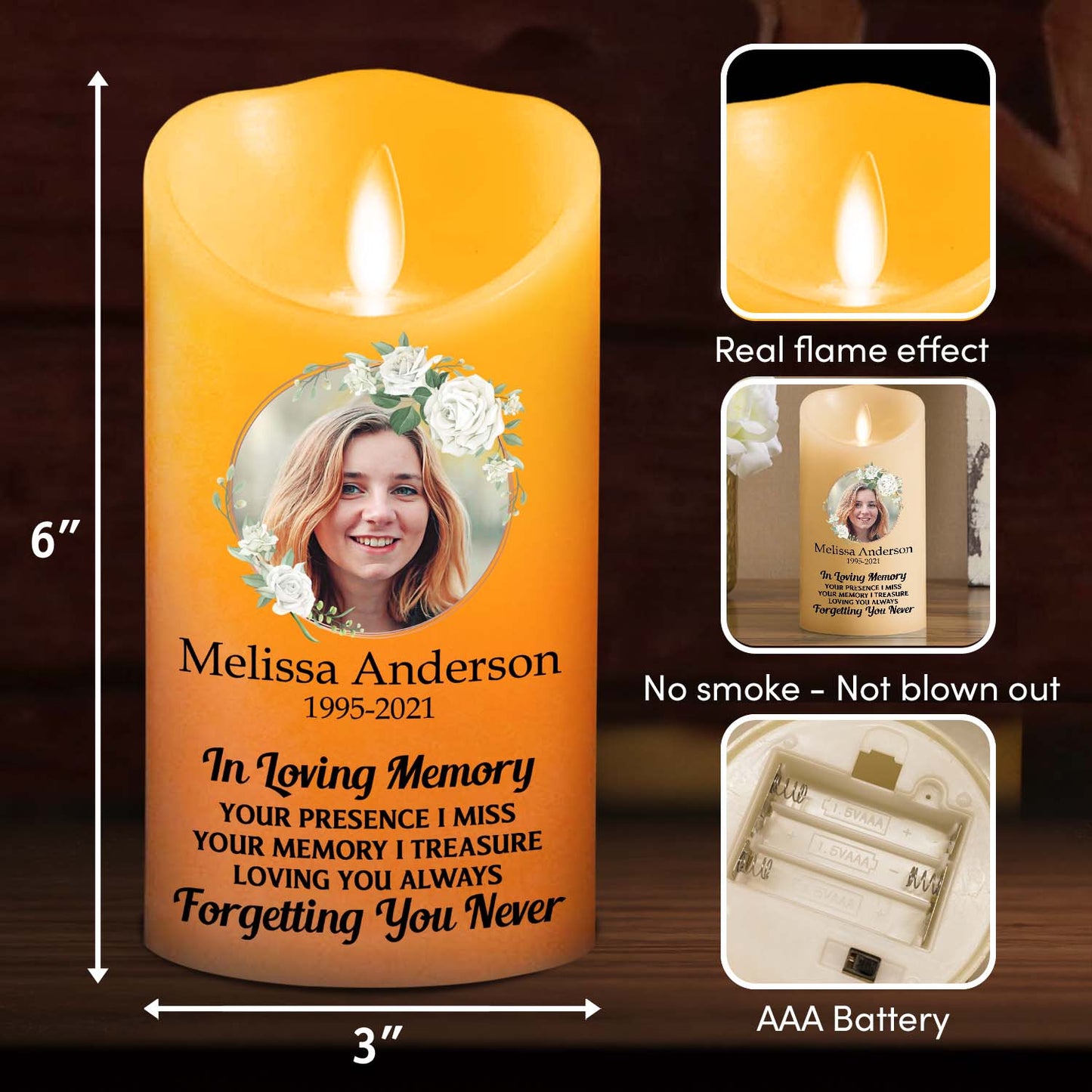 In Loving Memory Version 2 - Personalized Custom LED Candle