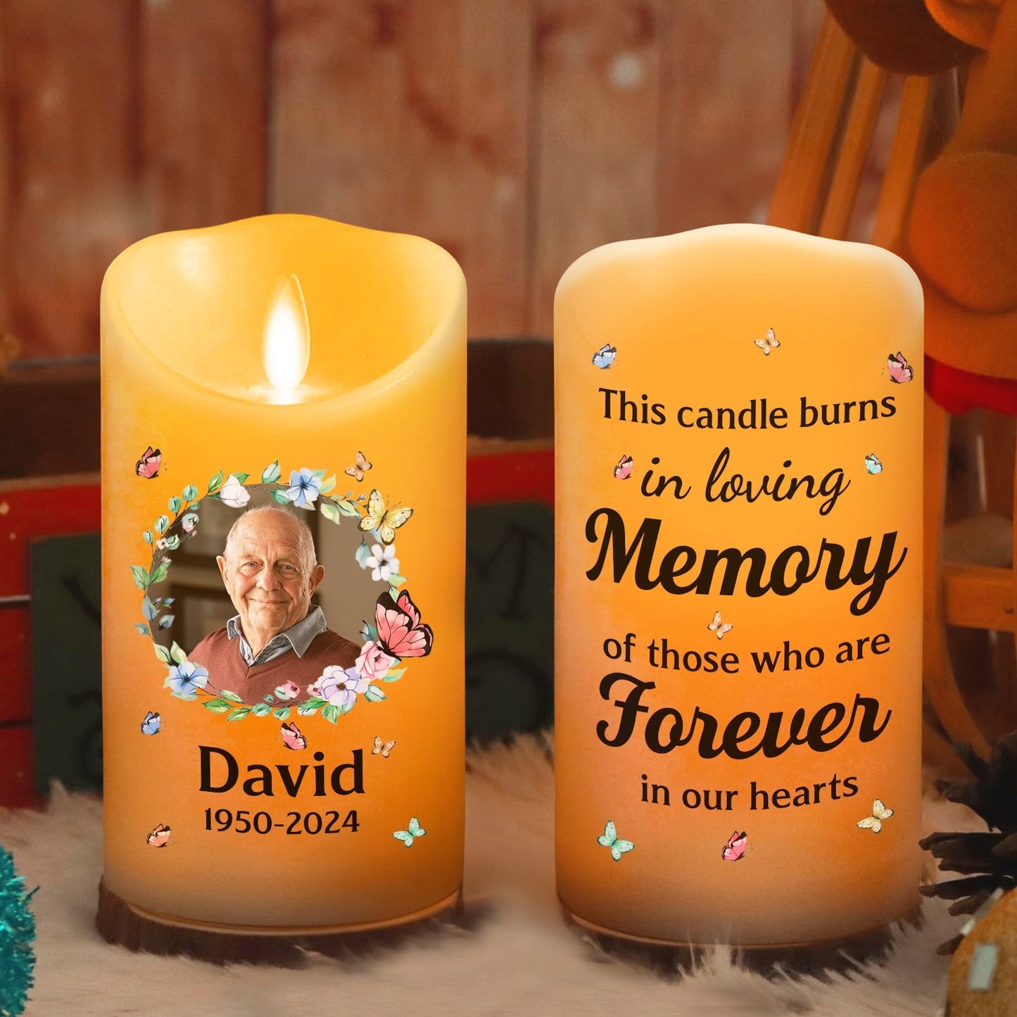 This Candle Burns In Loving Memory - Personalized Custom LED Candle