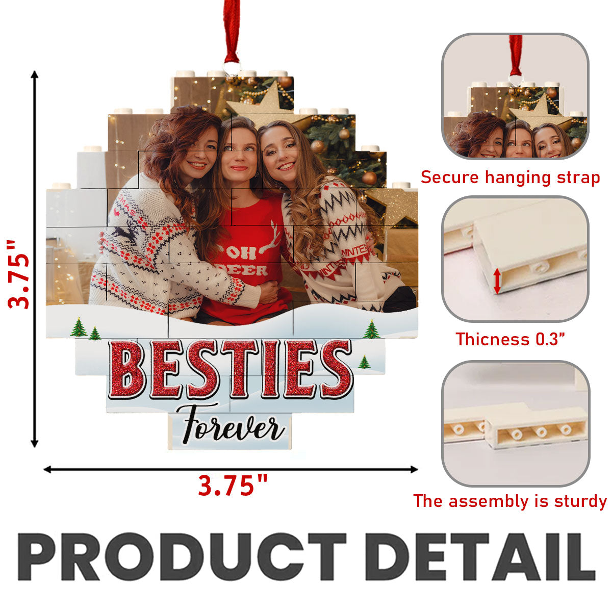 Lovely Besties - Personalized Custom Puzzle Ornament