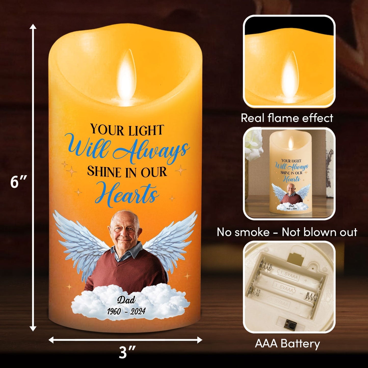 Your Light Will Always Shine In Our Hearts - Personalized Custom LED Candle