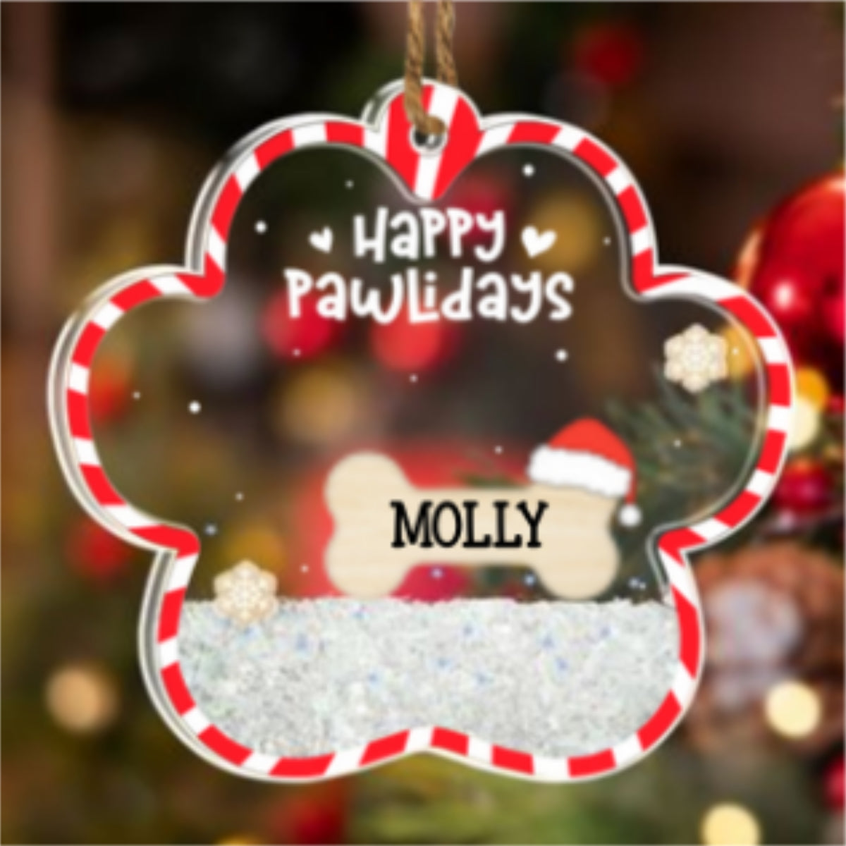 Happy Pawlidays - Personalized Custom Acrylic Shaker Ornament