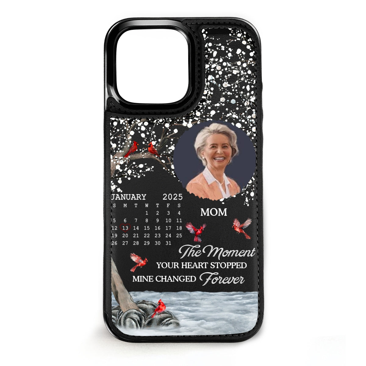 The Moment My Heart Changed Forever - Personalized Custom Leather Phone Case