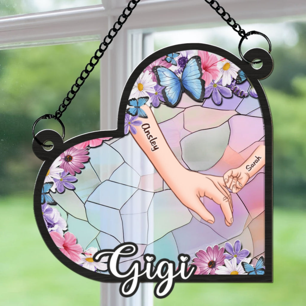 Grandma Mom Holding Hands - Personalized Custom Suncatcher