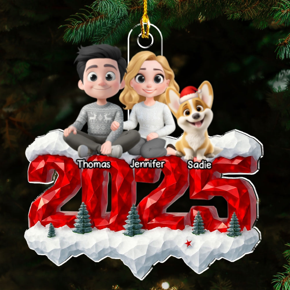 Family Love And Paws - Personalized Custom Acrylic Ornament