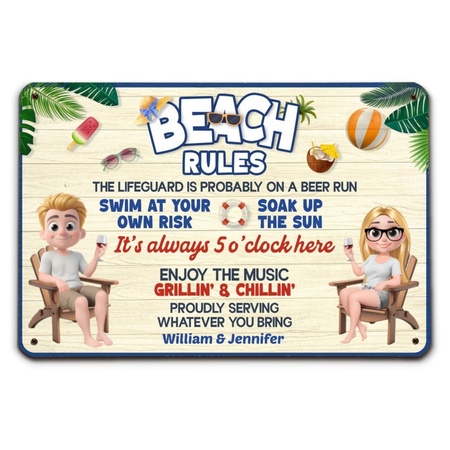 Pool Rules - Personalized Custom Metal Sign