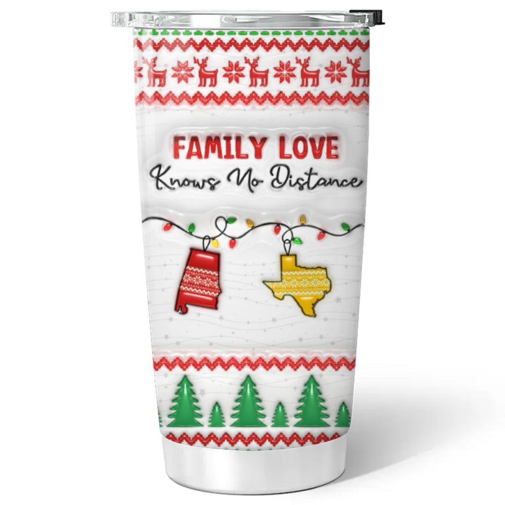 Family Love Knows No Distance - Personalized Custom 3D Inflated Effect Tumbler