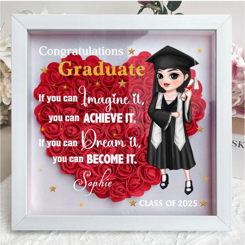 If You Can Dream It, You Can Become It - Personalized Custom Flower Shadow Box