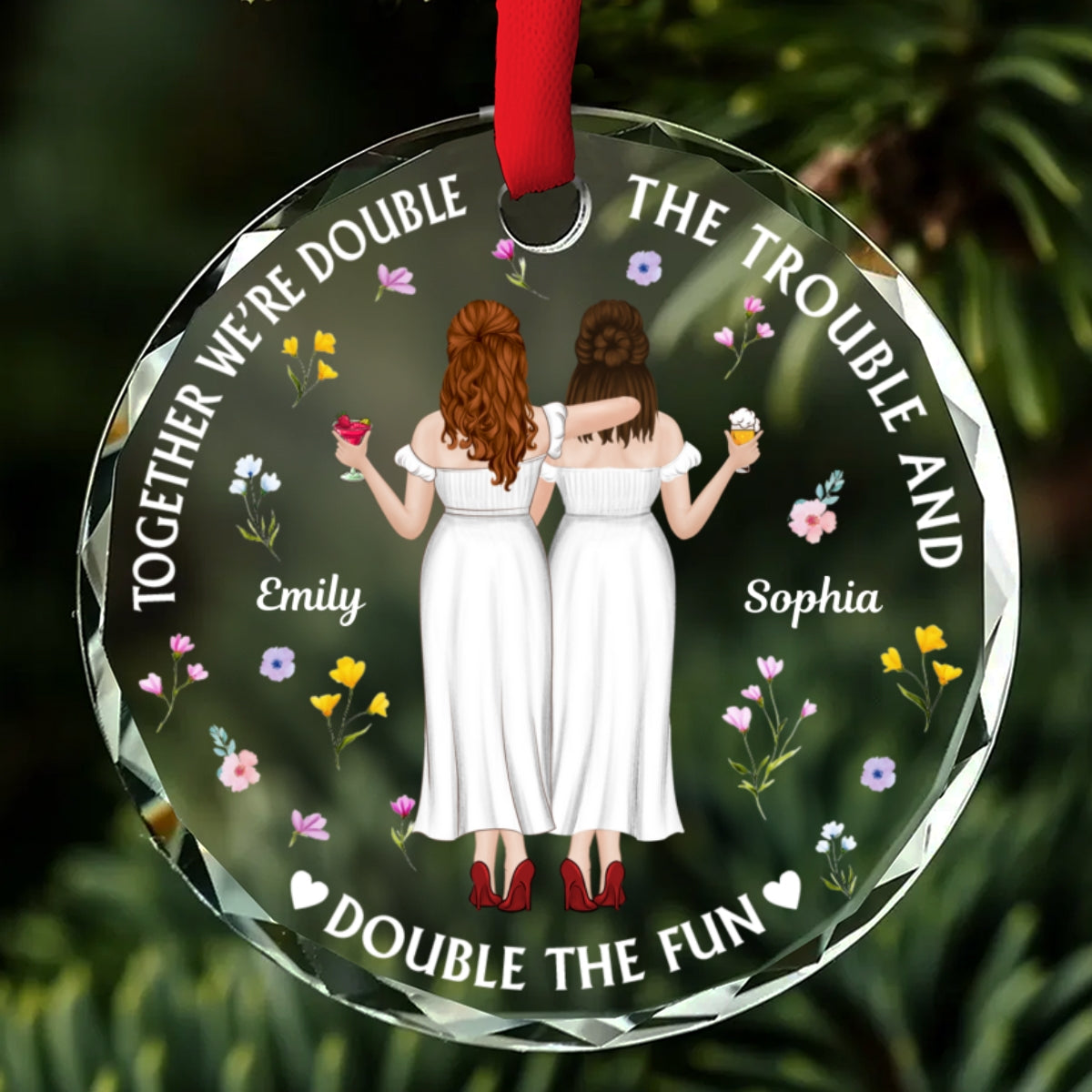 Two Souls One Crazy Journey - Personalized Custom Glass Ornament