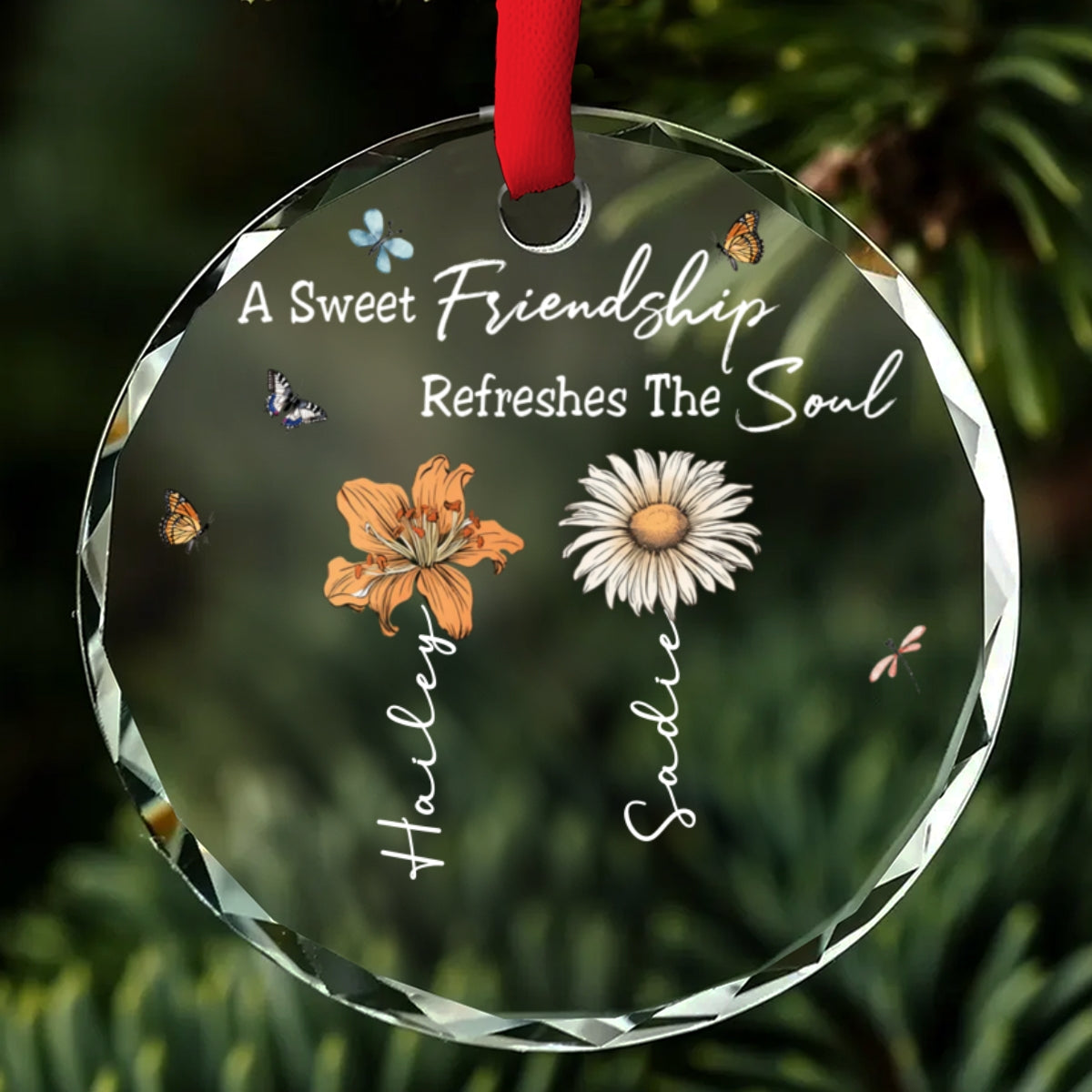 A Sweet Friendship Refreshes The Soul - Personalized Custom Glass Ornament
