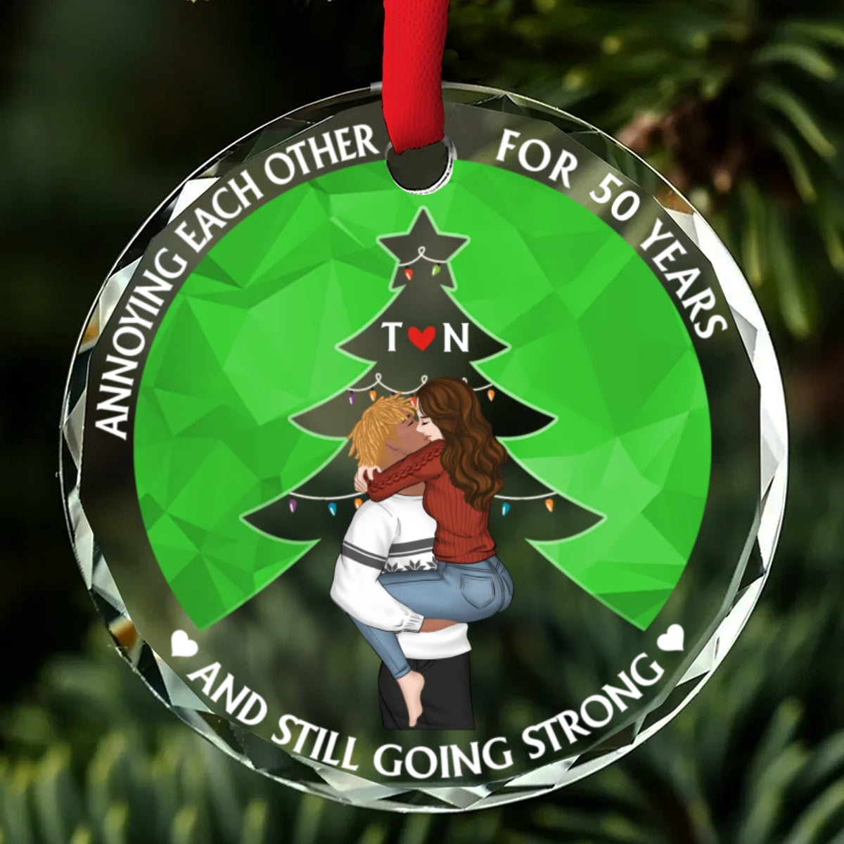 Annoying Each Other - Personalized Custom Glass Ornament