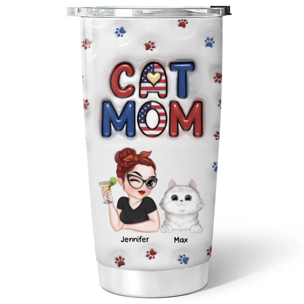 Lovely Cat Mom Version 3 - Personalized Custom 3D Inflated Effect Tumbler