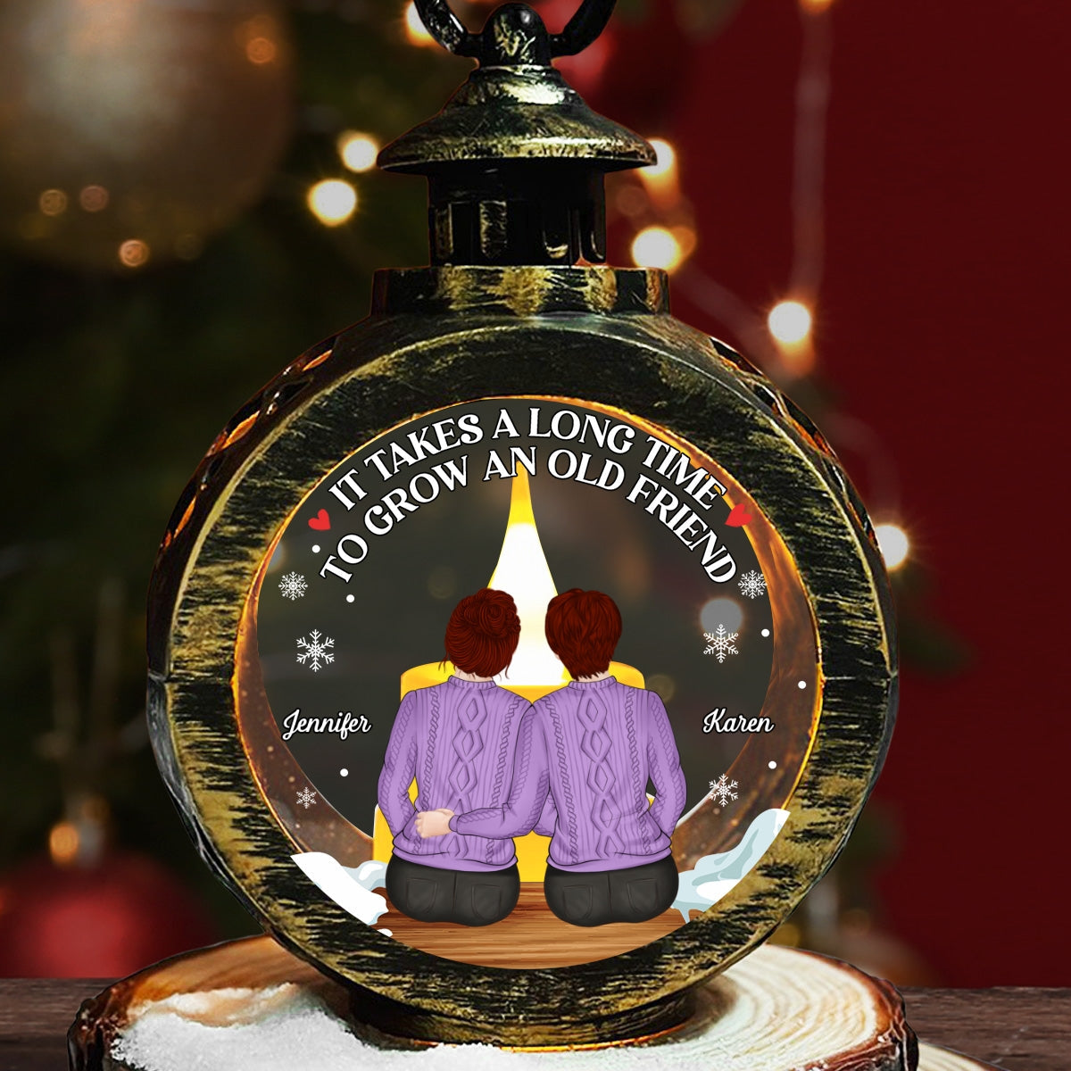 True Friendship Takes Time - Personalized Custom Christmas Lantern