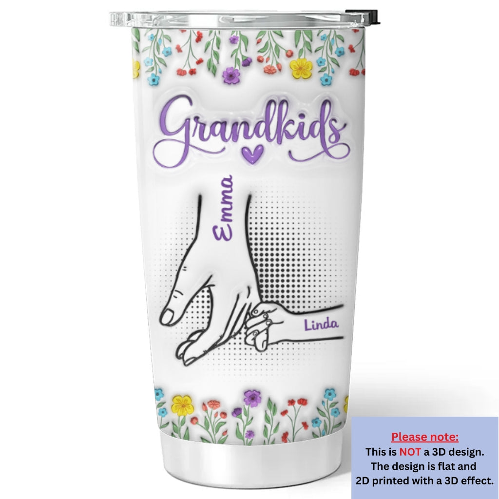 Love My Grandkids Hold Hands - Personalized Custom 3D Inflated Effect Tumbler