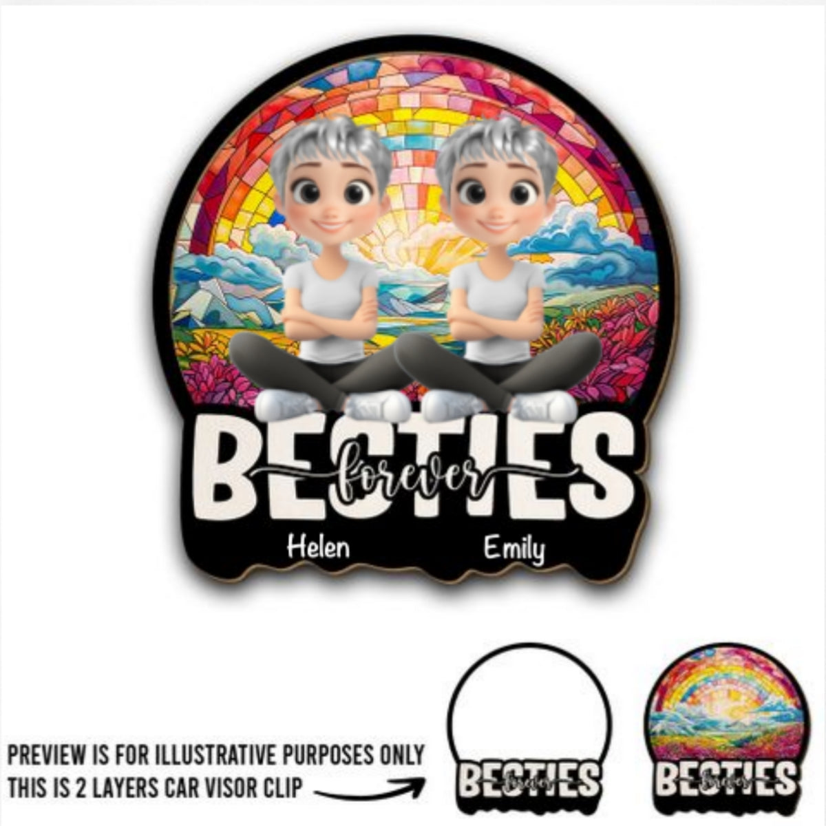 Besties Forever Version 4 - Personalized Custom Car Visor Clip