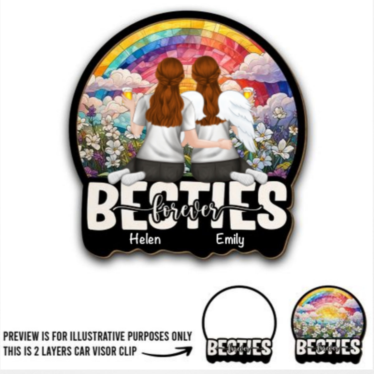 Sisters Beyond Time - Personalized Custom Car Visor Clip