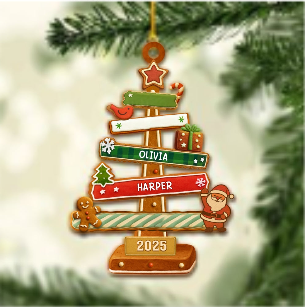 Gingerbread Christmas Tree - Personalized Custom Wood Ornament