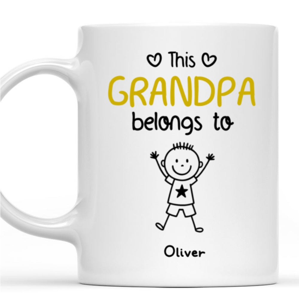 This Grandpa Belongs To Us - Personalized Custom Coffee Mug