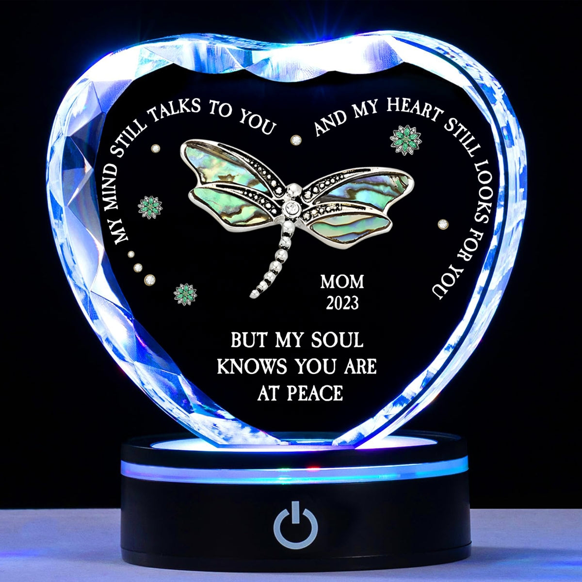 Dragonfly My Mind My Heart My Soul - Personalized Custom Crystal Led Light