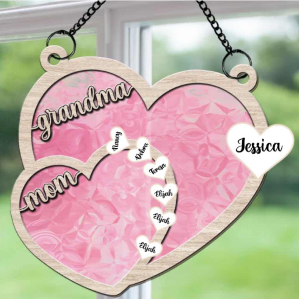 Grammy We Love You Forever - Personalized Custom Suncatcher
