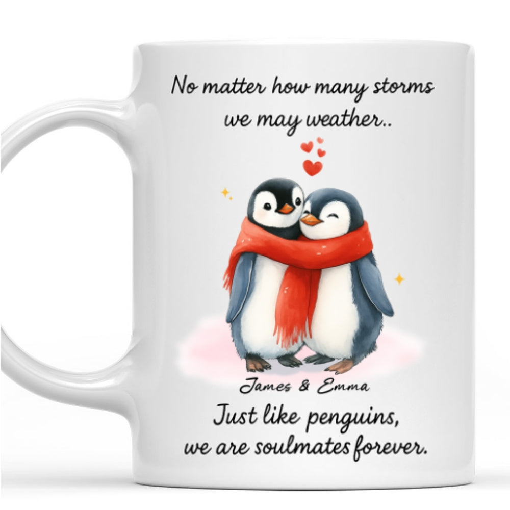 Penguin Couple Soulmates Forever - Personalized Custom Coffee Mug