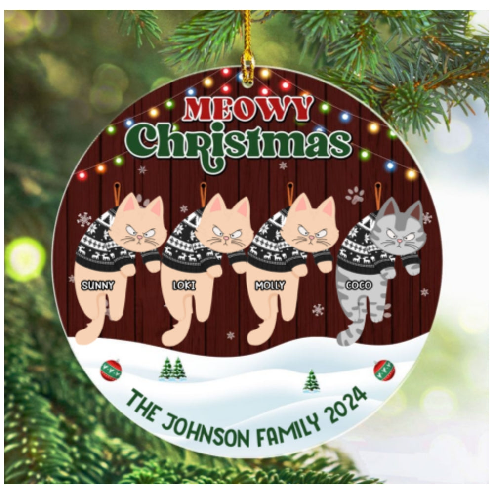 Meowy Christmas 2024 - Personalized Custom Acrylic Ornament