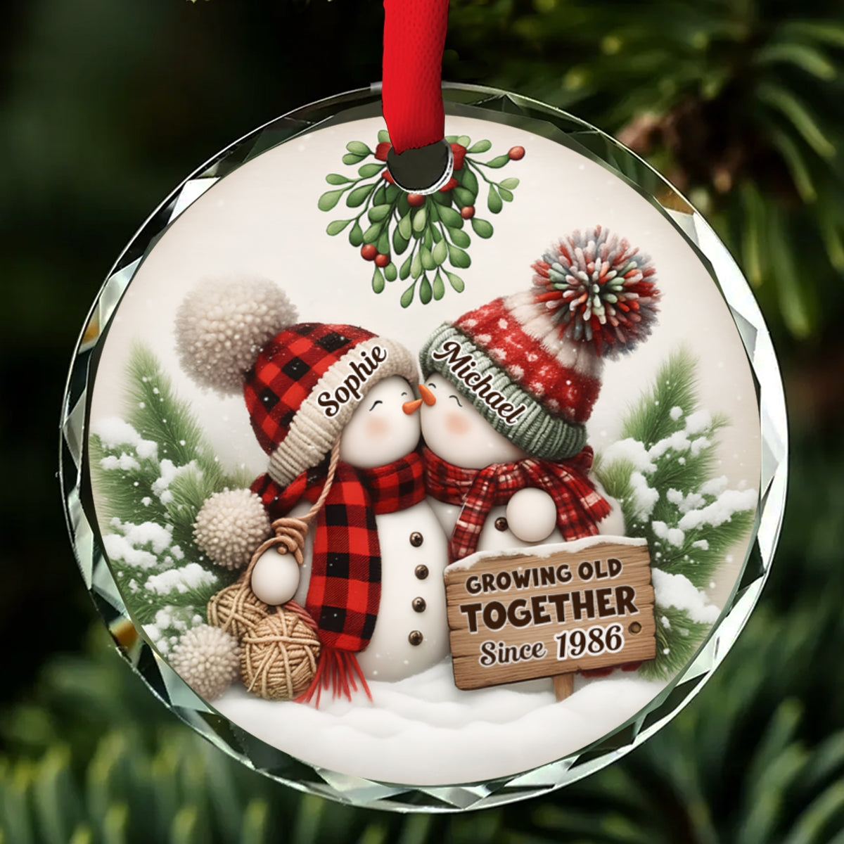 Our Holiday Romance - Personalized Custom Glass Ornament