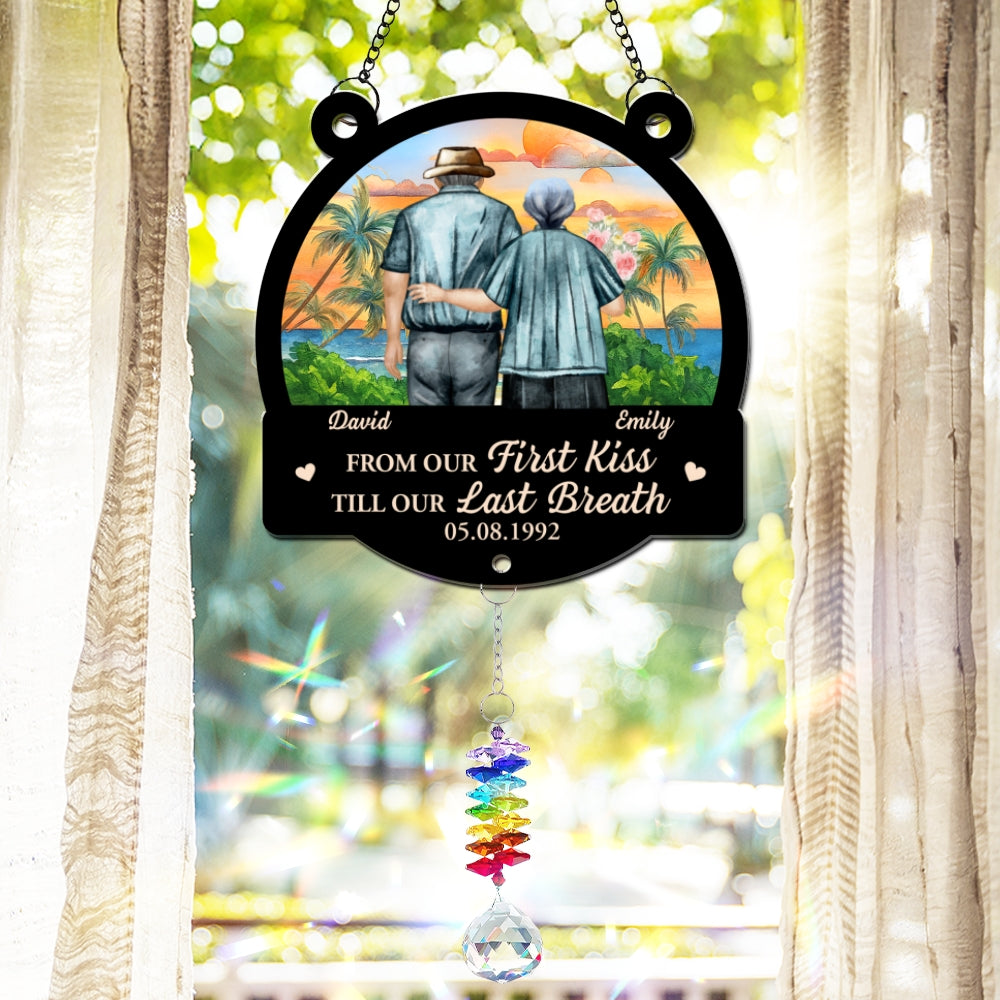 From Our First Kiss - Personalized Custom Suncatcher With Crystal Rainbow Charm