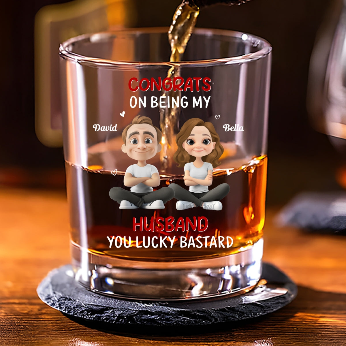 Congrats My Husband - Personalized Custom Whiskey Glass