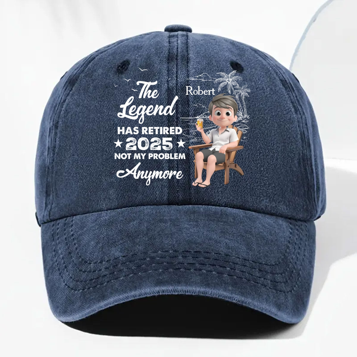 The Legend Has Retired Vintage - Personalized Custom Vintage Washed Denim Cap