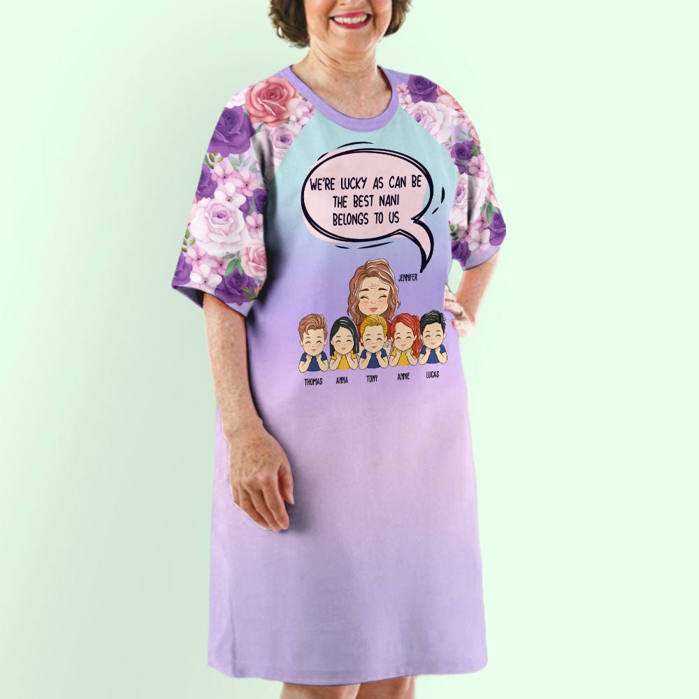 Precious Grandma Belongs To Us - Personalized Custom 3/4 Sleeve Dress