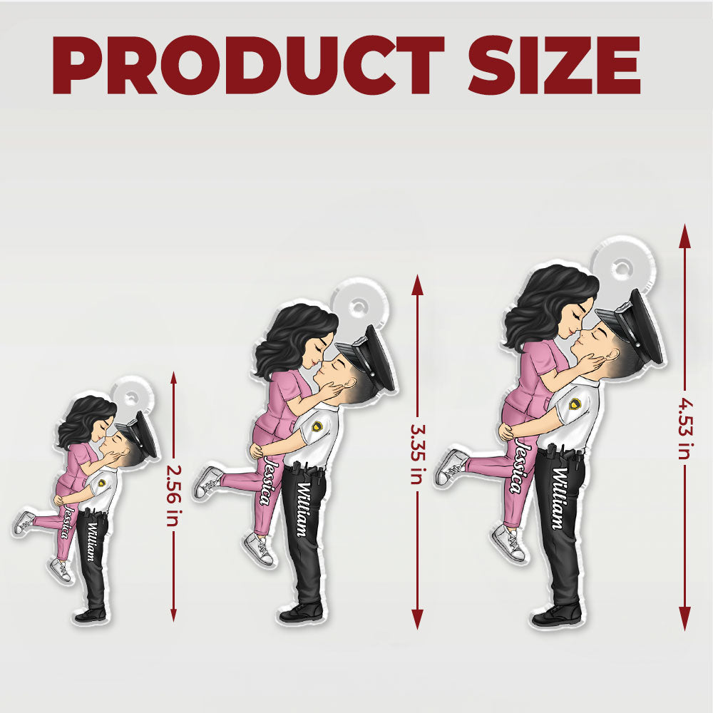 Hero Couple Kissing - Personalized Custom Car Ornament