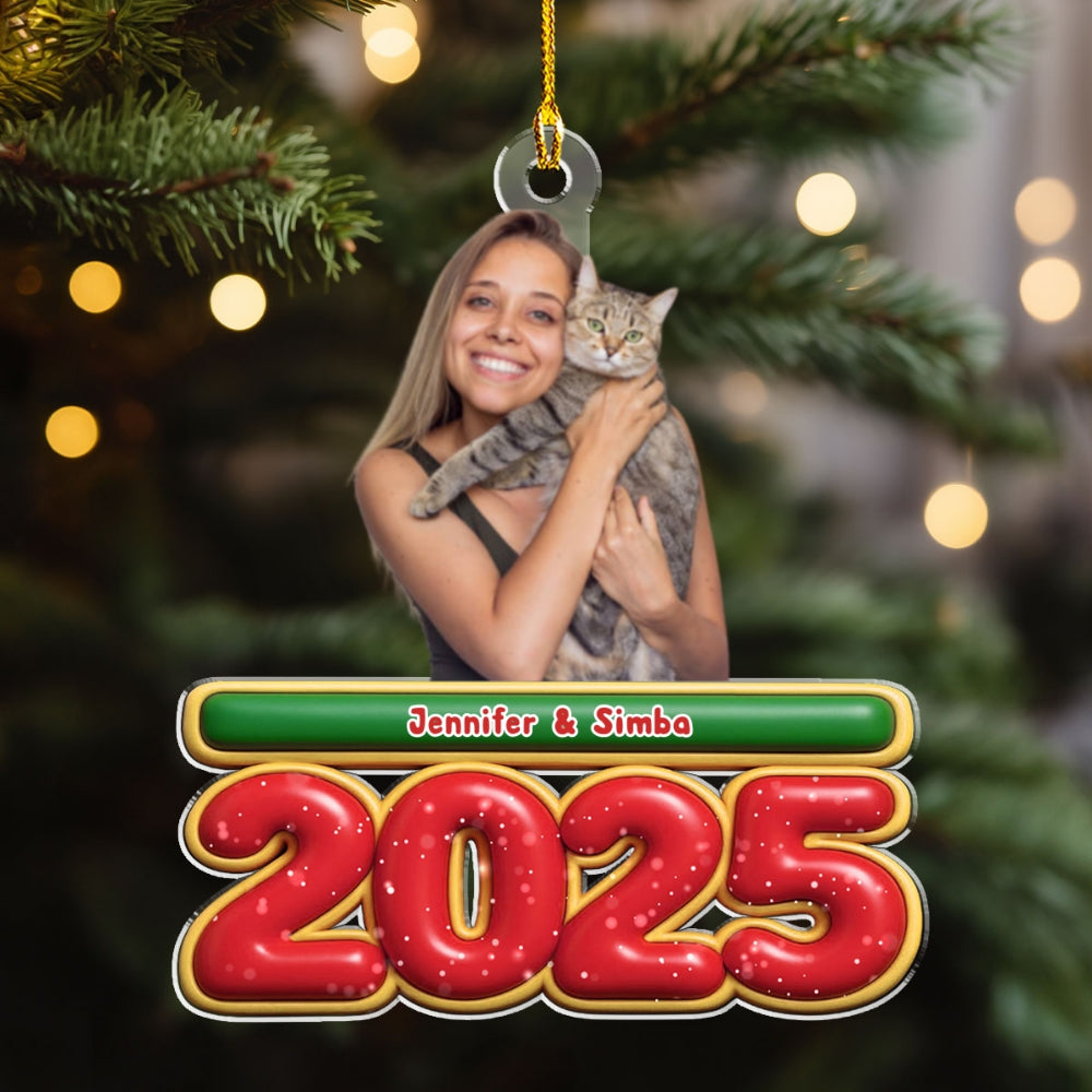 My Kids Is Here Cat Photo Version - Personalized Custom Acrylic Ornament
