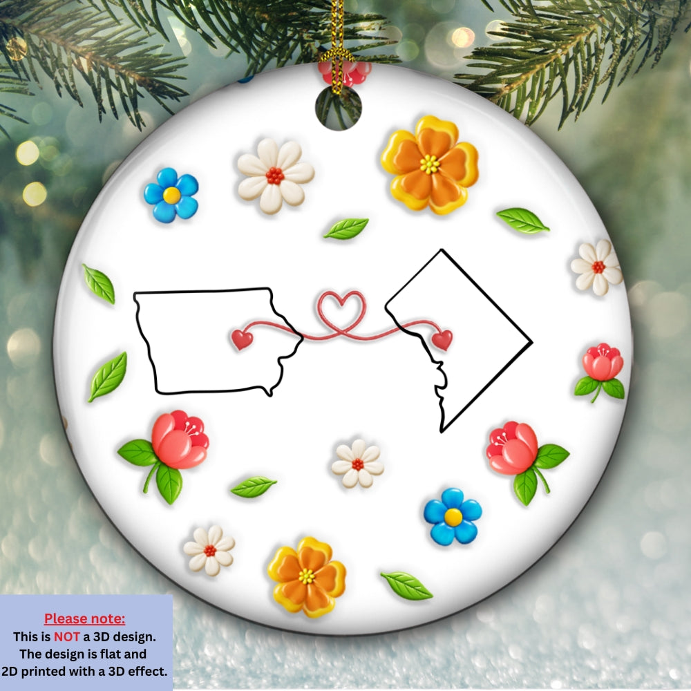 Family Ties Defy All Distance - Personalized Custom 3D Inflated Effect Ceramic Ornament