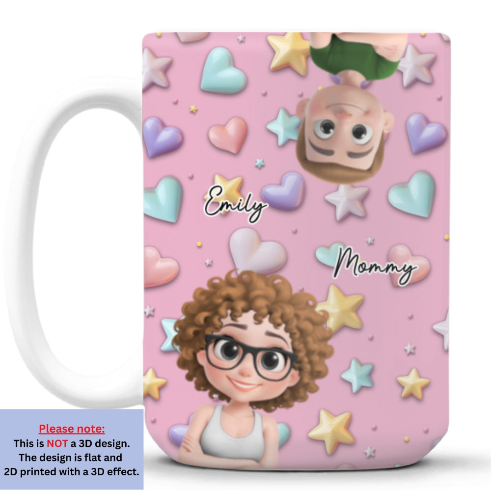 Cute Mommy And Children - Personalized Custom 3D Effect Mug