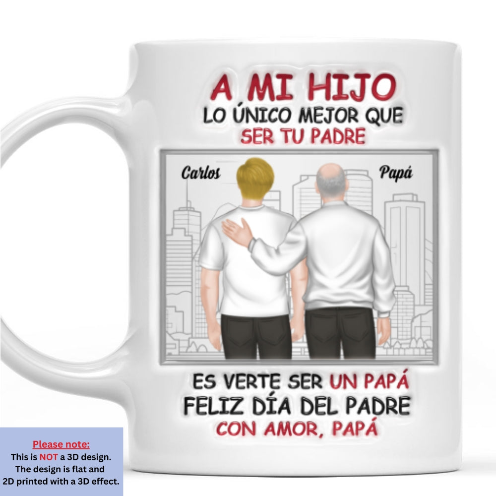 De Hijo A Gran Papá - Taza Personalizada con Efecto 3D Inflado