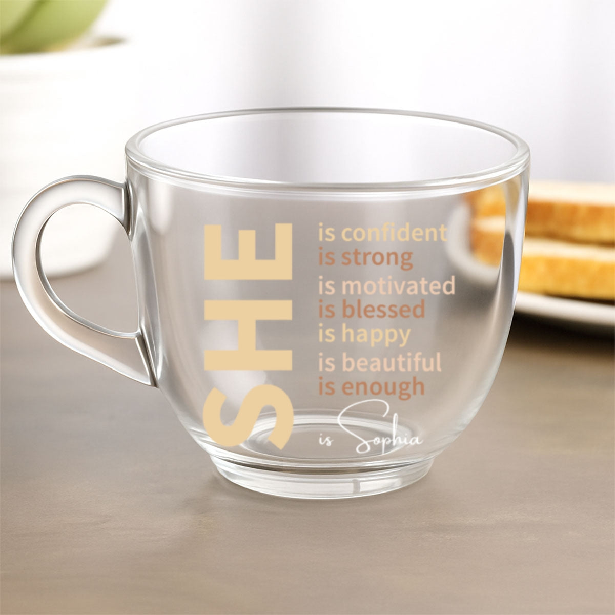 She Is Beautiful - Personalized Custom Glass Tea Cup